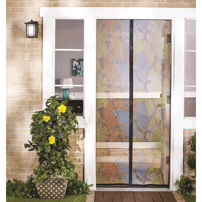 Butterfly-Print Mesh Screen Door, , large