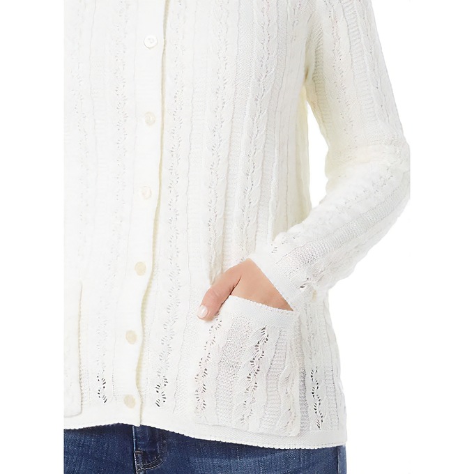 Cable Knit Cardigan, White, large