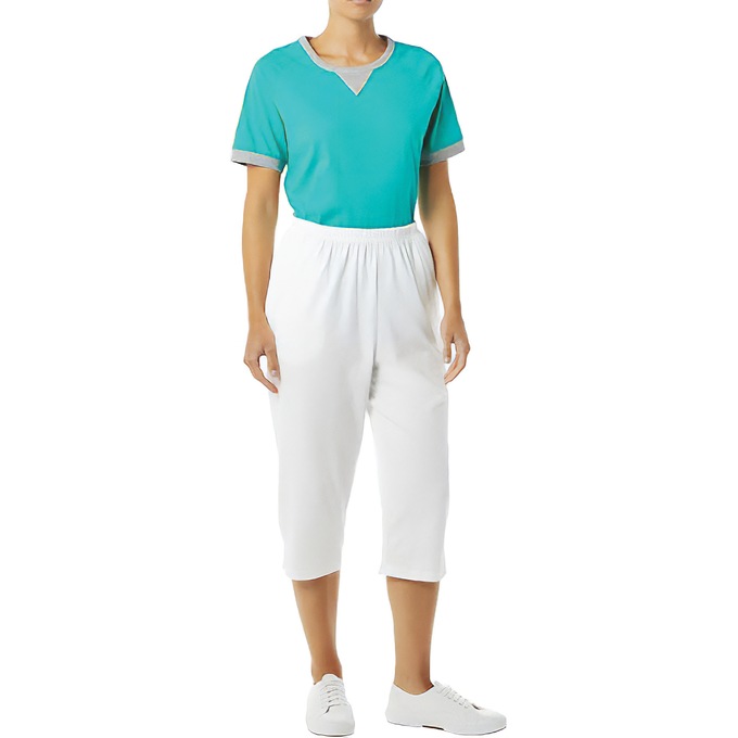Knit Capri - Solid, White, large