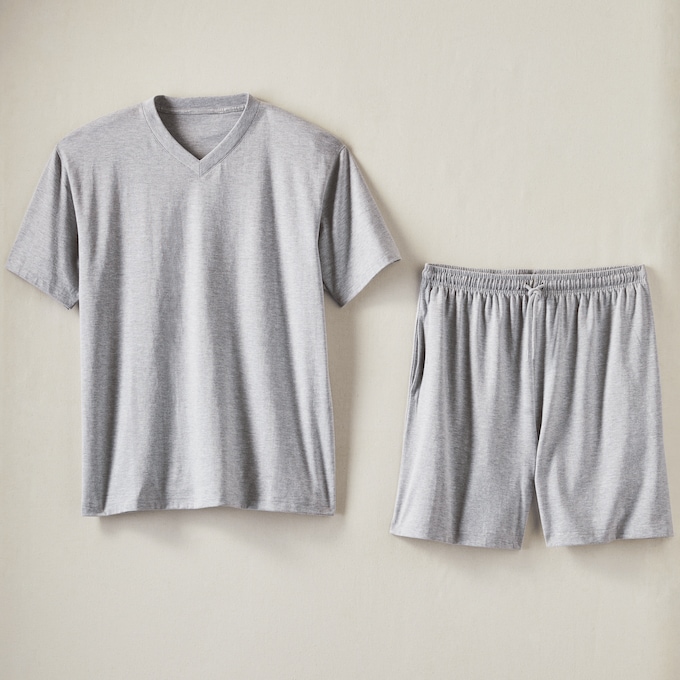 Men's V-Neck Lounging Short Set, , large