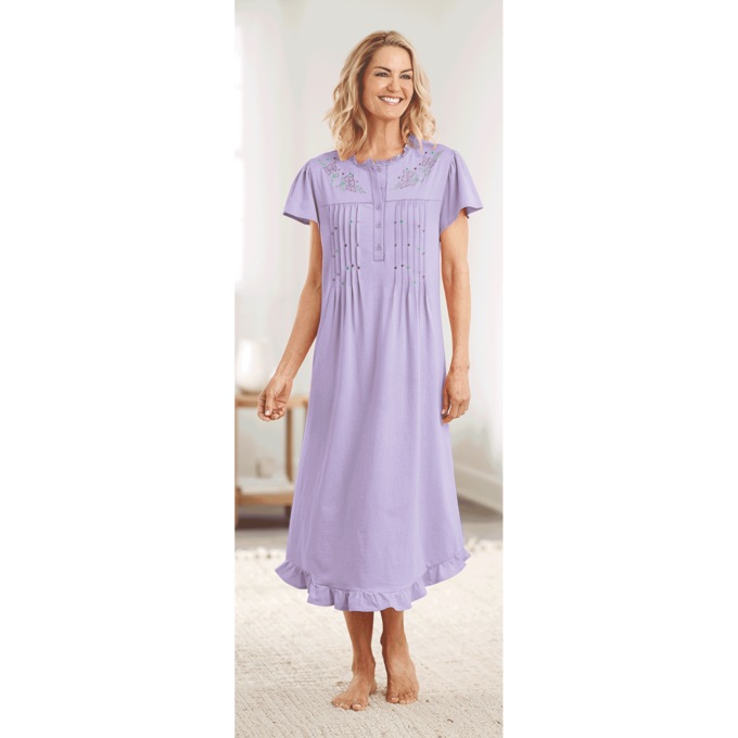 Knit Gown With Embroidery, , large