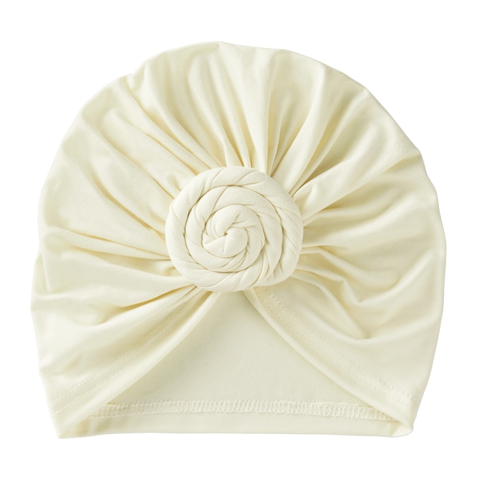 Rosette Knit Turban, Ivory, large