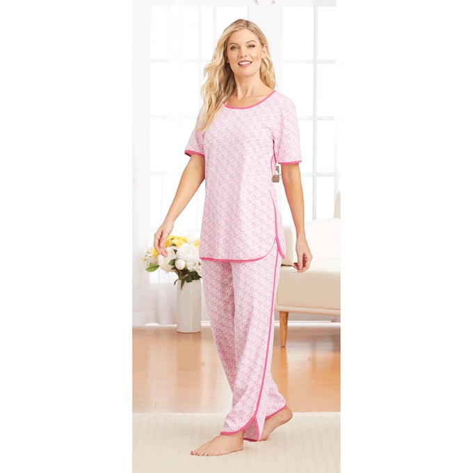 Contrast Trim PJs, Soft Pink, large