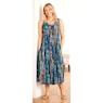 Sleeveless Button-Front Print Dress, , large