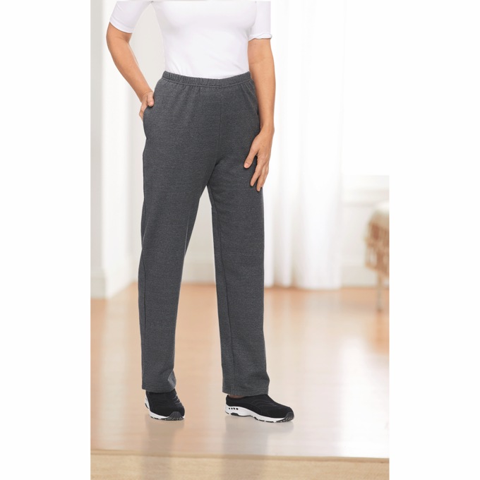 Casual Fleece Pants, Charcoal, large