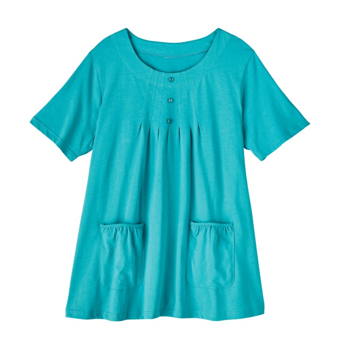 Women's Cotton Knit Tunic with Patch Pockets, , large