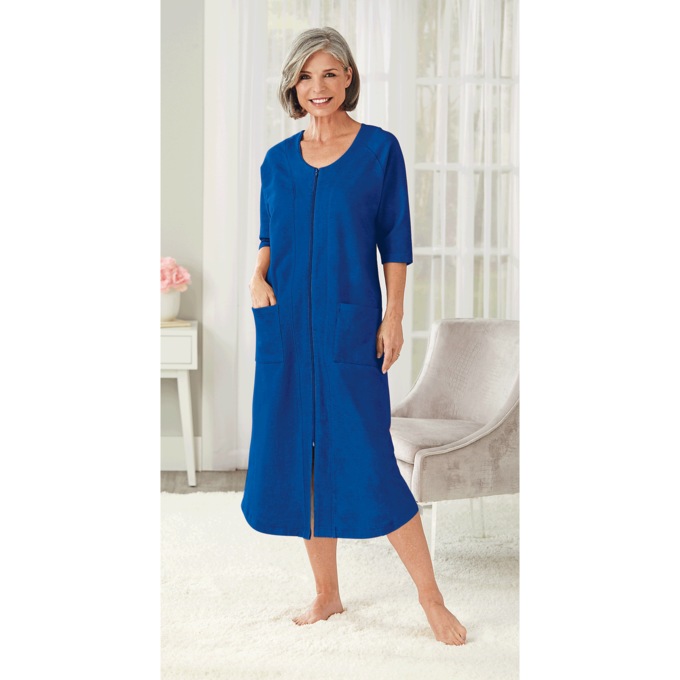 Zip-Up Terry Robe by Cozee Corner®, Royal, large