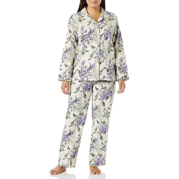 Cozee Corner Printed Flannel Pajamas, Ivory Tower, large
