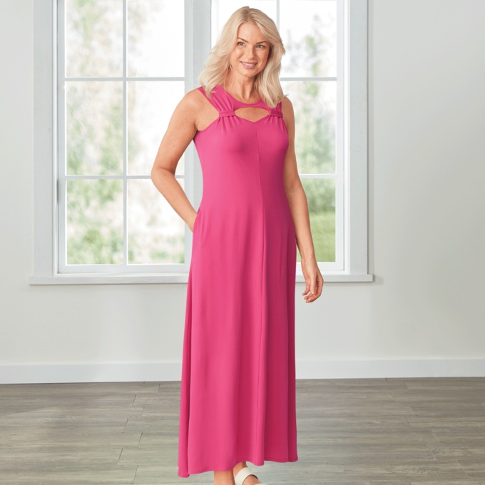 Sweetheart Neck Lounging Maxi, Fuchsia, large