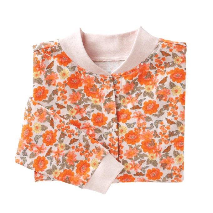 Snap-Front Cardigan, Pink Butterfly Print, large