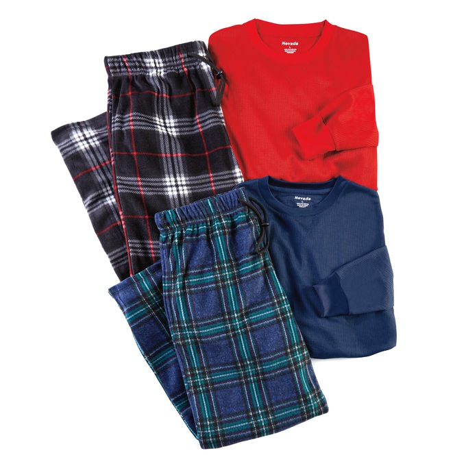 Men's 4-Pc. Fleece PJ Set, , large