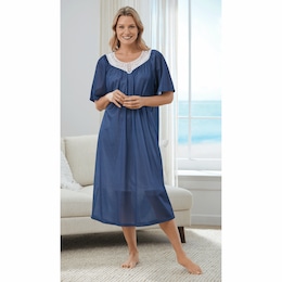 Lace V-Neck Long Nightgown, , large