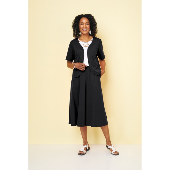 Short-Sleeve Knit Shrug, , large