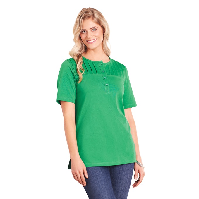 Short-Sleeve Pintuck Top, , large
