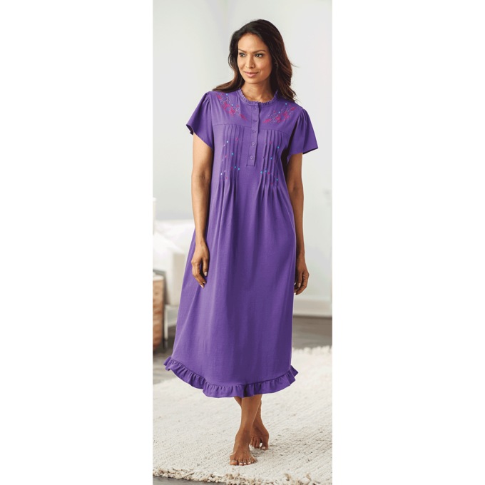 Knit Gown With Embroidery, , large