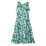 Sleeveless Button-Front Print Dress, Green Leaf, large
