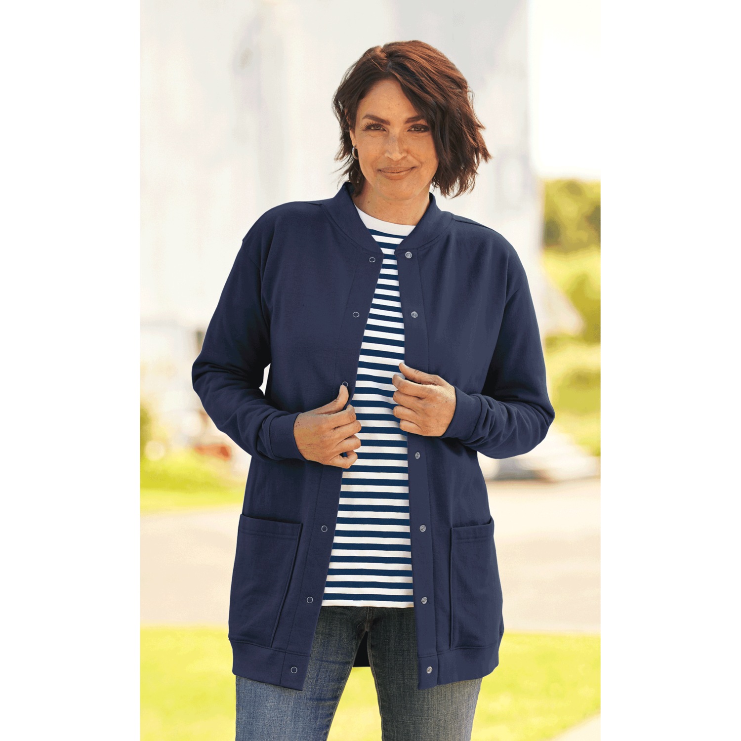Snap-Front Cotton-Blend Women's Cardigan | Carol Wright
