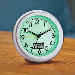 Glow-in-the-Dark Alarm Clock with Thermometer, , large