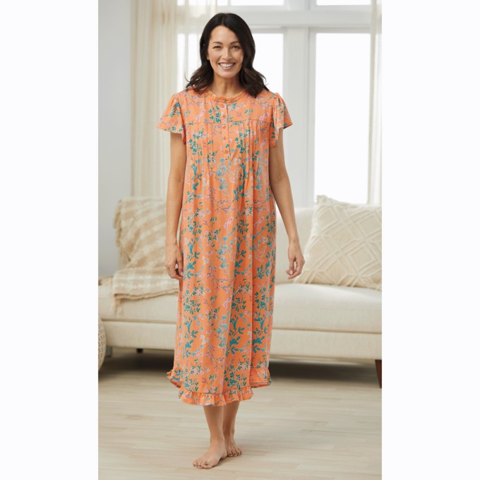 Knit Gown With Embroidery, , large