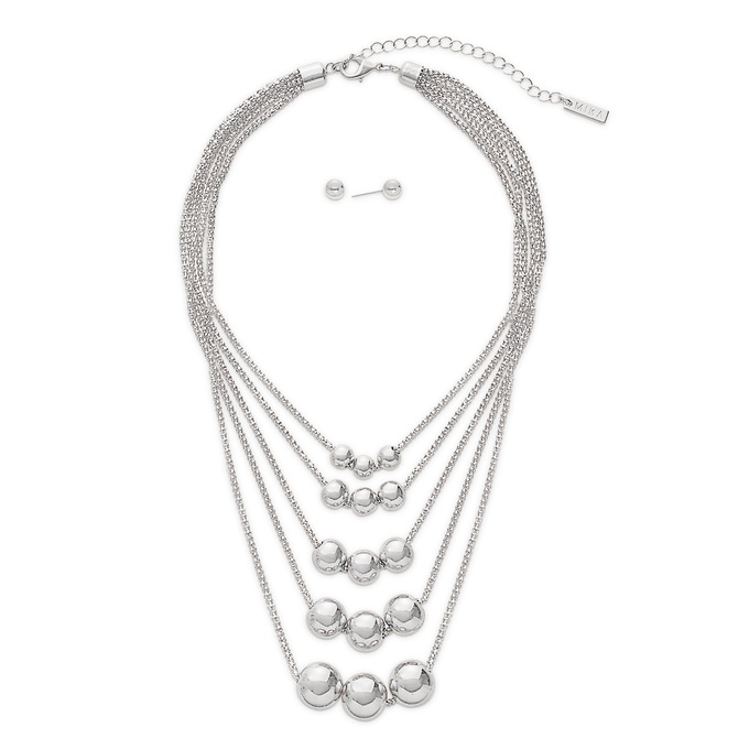 Multi-Strand Ball Necklace and Earring Set, , large