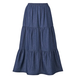 Ruffled Denim Skirt, , large