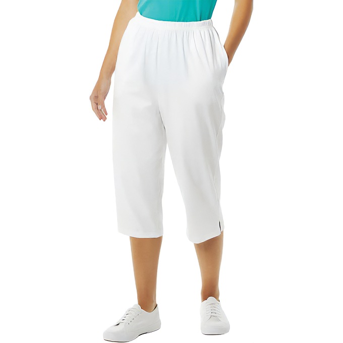 Knit Capri - Solid, White, large