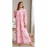 Flannel Cotton Nightgown with Lace Trim, , large