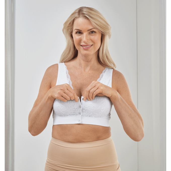 Seamless Lace Snap-Front Bra-2X, , large