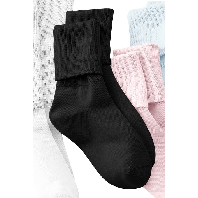 6 Pair of Seamless Compression Socks, Black, large