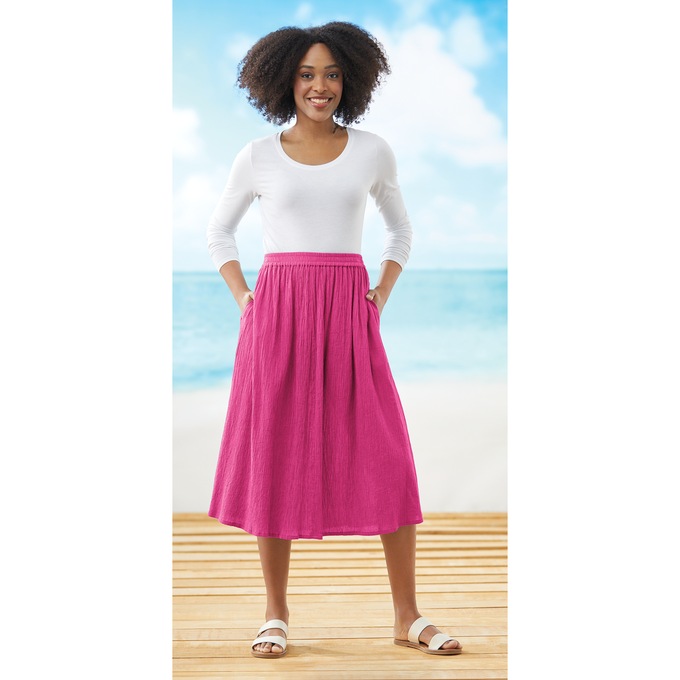 Crinkle Cotton Skirt, , large