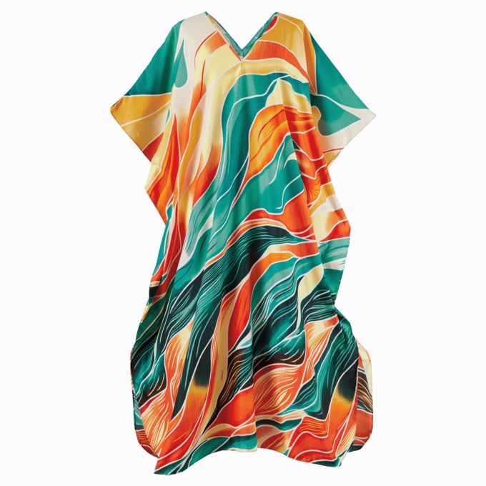 Long Satin Caftan, , large