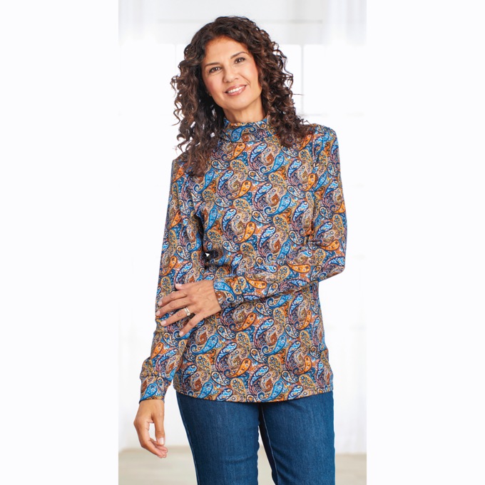 Classic Turtleneck, Multi Paisley, large