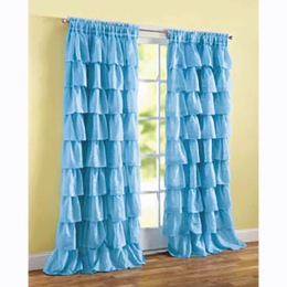 Ruffled, Layered Curtain Panel, , large