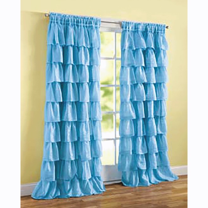 Ruffled, Layered Curtain Panel, , large