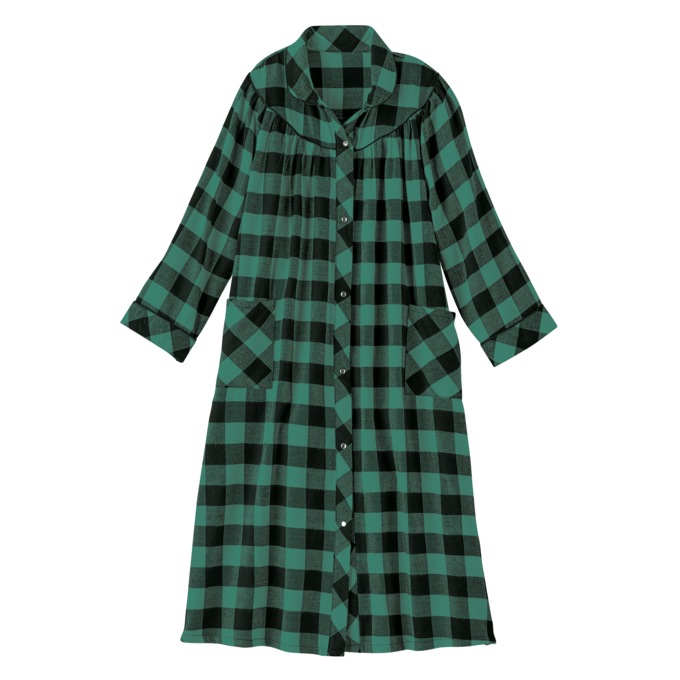 Flannel Snap-Front Duster, , large