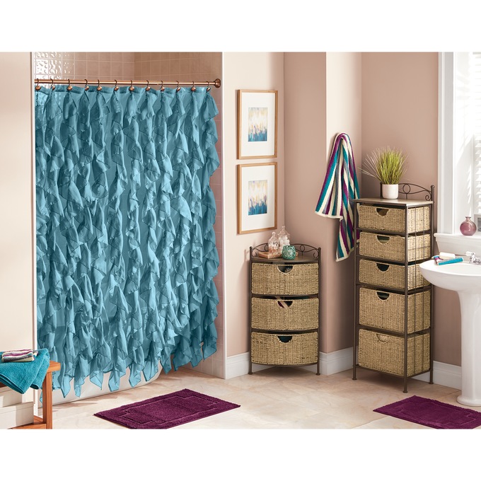 Cascade Shower Curtain, Teal, large