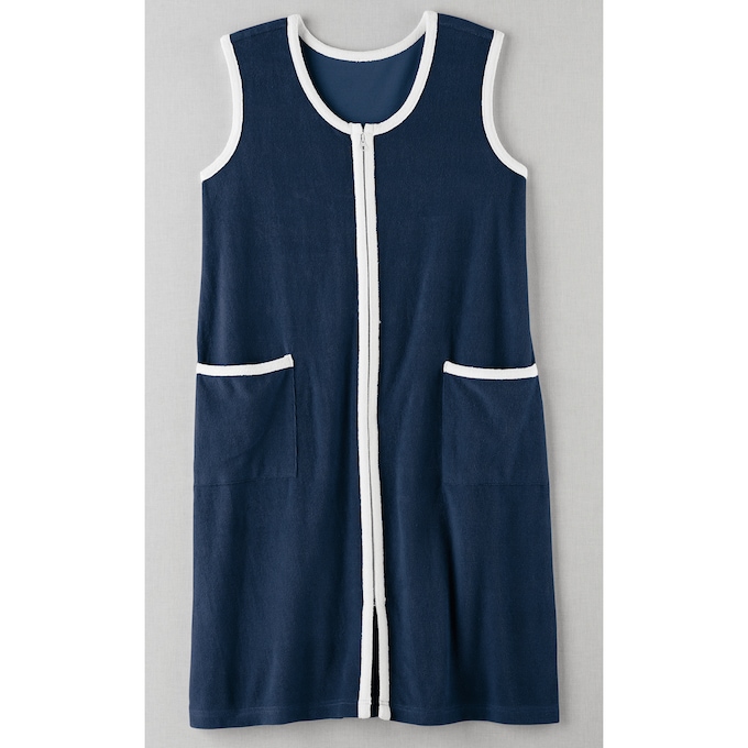 Terry Zip Lounger, Navy, large