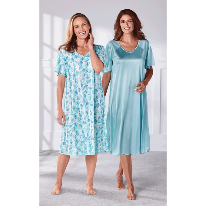 2-Pack Silky Tricot Nightgowns by Cozee Corner®, , large