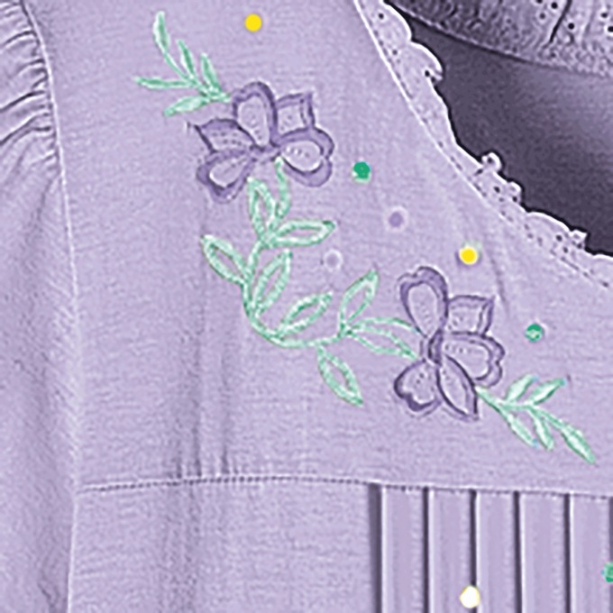 Knit Gown With Embroidery, Lavender, large