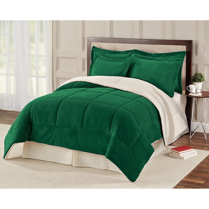 Reversible Sherpa Comforter, Charcoal, large