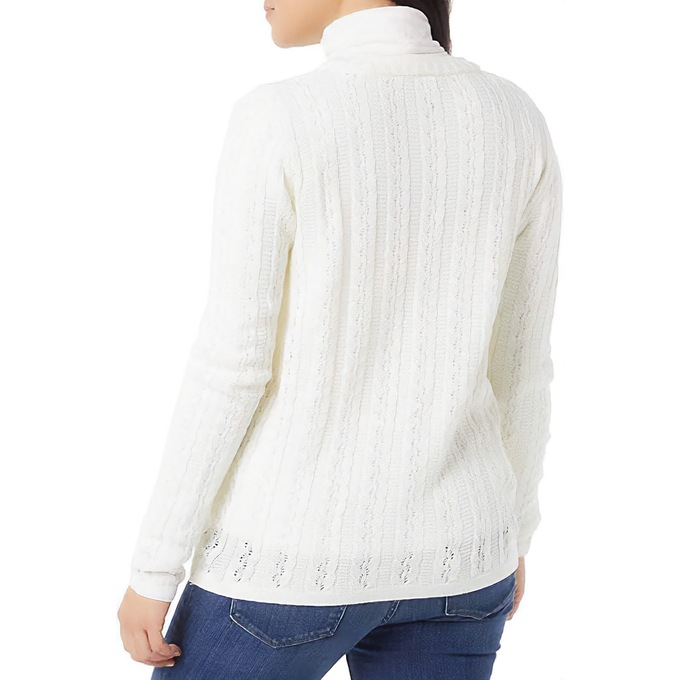 Cable Knit Cardigan, White, large
