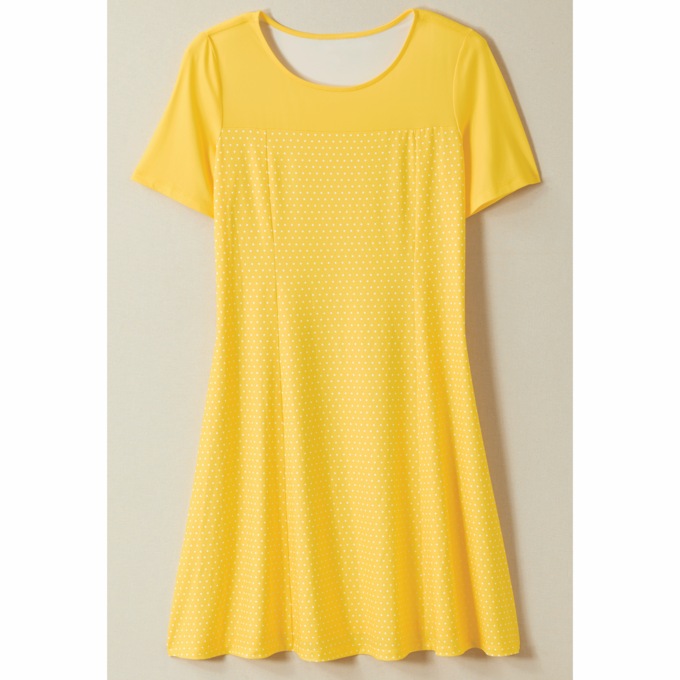 Polka Dot Fit & Flare Dress, , large