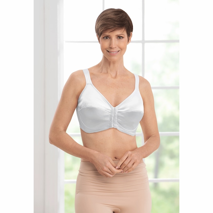 Instant Shaping by Plusform Full-Coverage Satin Bra, White, large