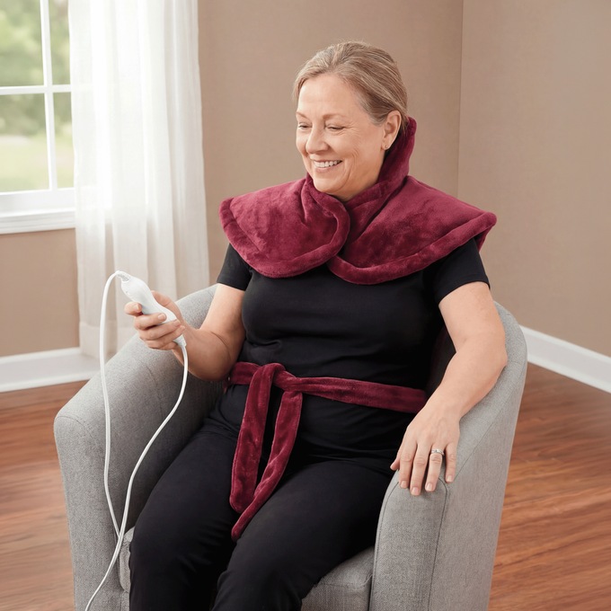 Electric Heated Weighted Back and Neck Pad, , large