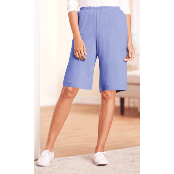 Knit Shorts - Solid and Print, Soft Iris, large