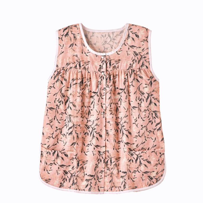 Easy-Care Button-Front Cobbler Apron, Blush Floral, large