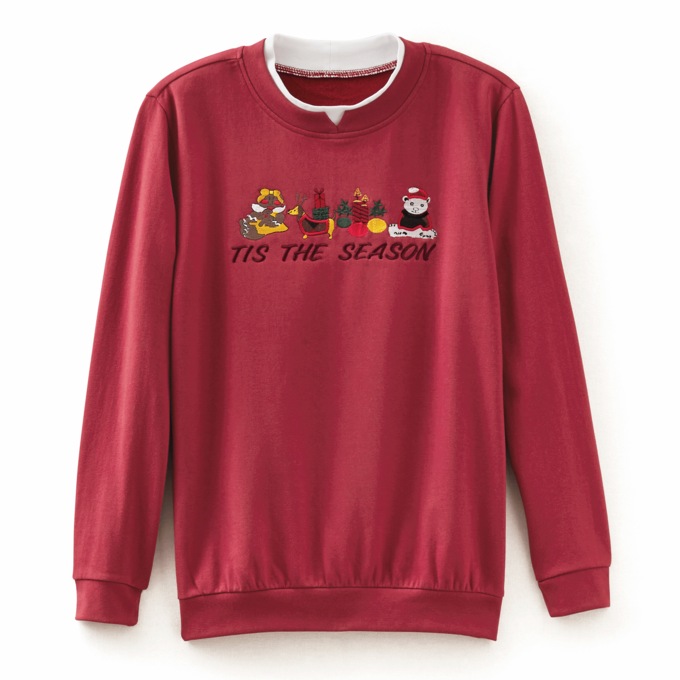 Novelty Embroidered Sweatshirt, , large