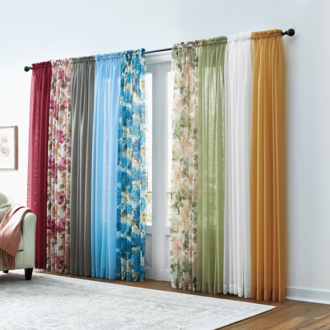 Sheer Curtain Panel, Slate, large