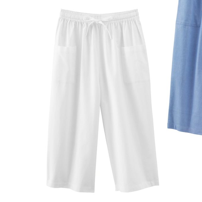 Easy Pull-On Capri, White, large