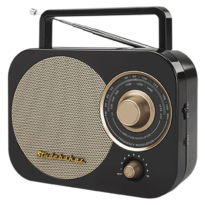Retro Portable Radio, Black, large